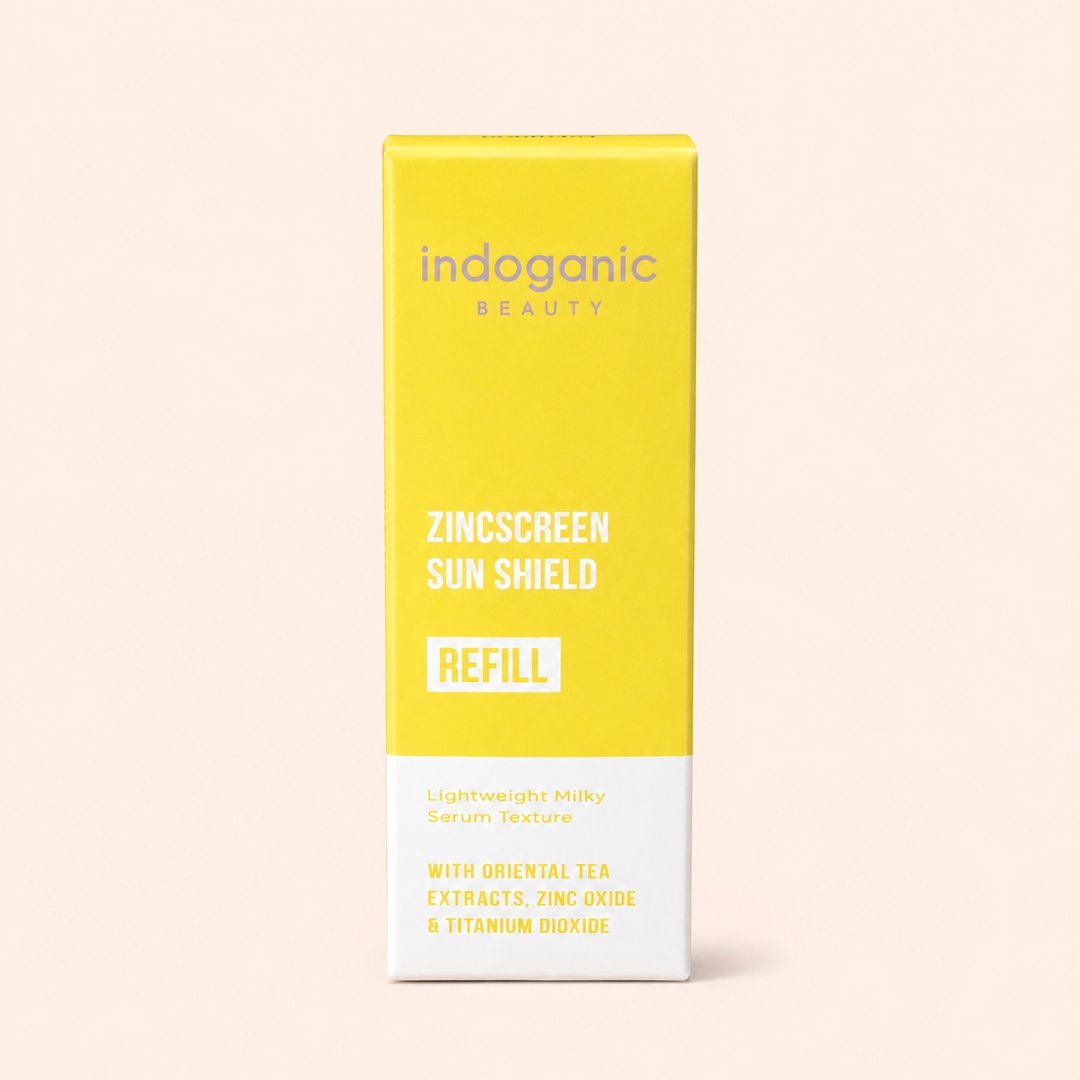 Cover produk Zincscreen Sun Shield Refill 25ml - Indoganic - Zincscreen Sun Shield Refill 25ml - Indoganic dengan latar krem