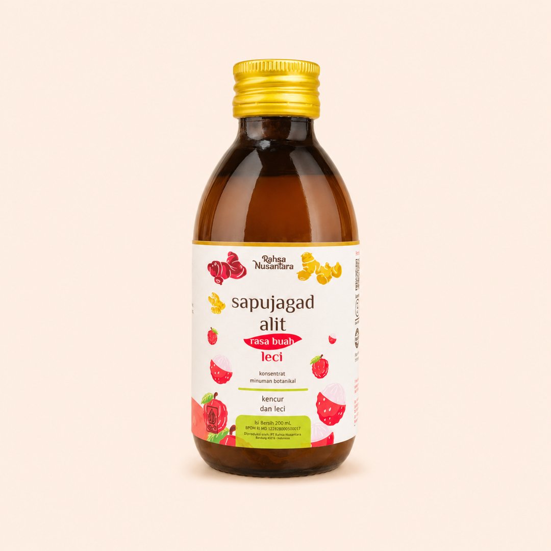 Cover produk Rahsa Nusantara Sapu Jagad Alit Rasa Leci 200ml dengan latar krem