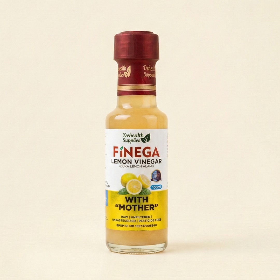 FINEGA Cuka Lemon Alami Murni With Mother 100ml - Raw Unfiltered Lemon Vinegar image