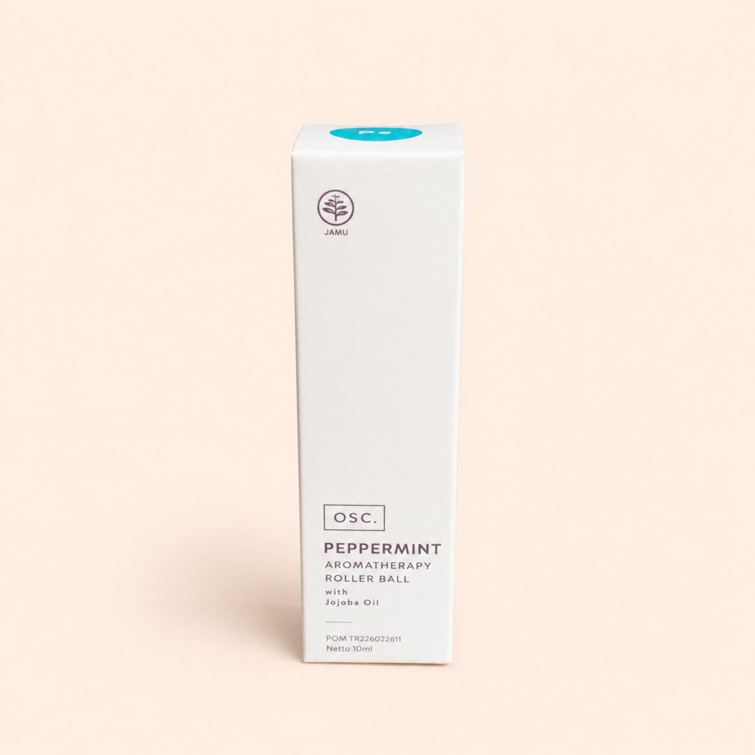 Cover produk Organic Supply Co. Peppermint Aromatherapy Roller Ball 10ml dengan latar krem
