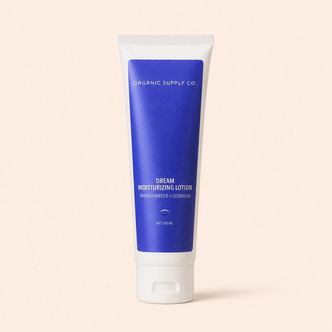 Cover produk Organic Supply Co. Dream Moisturizing Lotion 100ml dengan latar krem