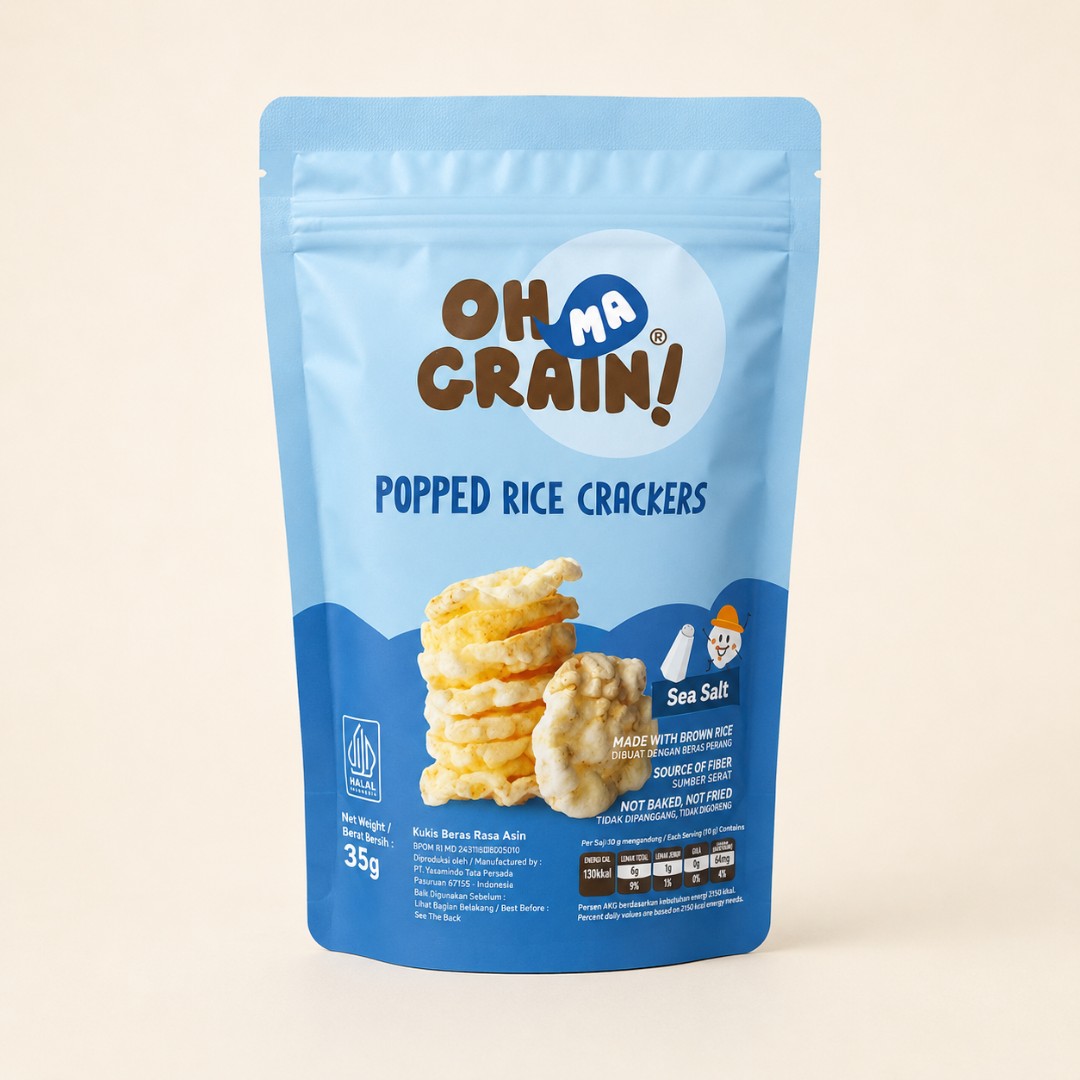 Oh Ma Grain! Popped Rice Crackers Sea Salt 35gr image