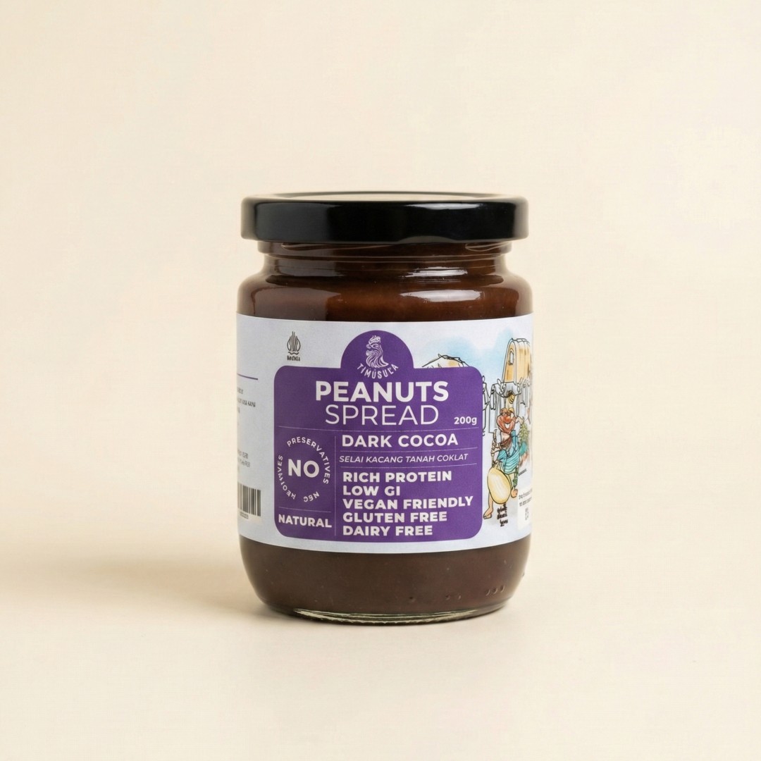 Timurasa Peanuts Spread Dark Cocoa 200g - Selai Cokelat Vegan Tinggi Protein image