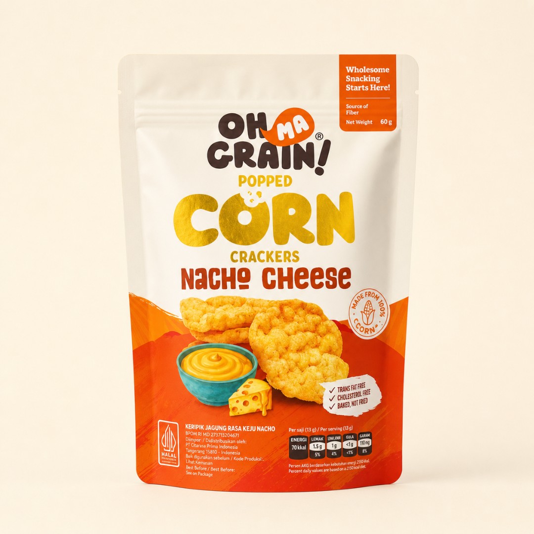 Oh Ma Grain Popped Corn Crackers Nacho Cheese 35g image