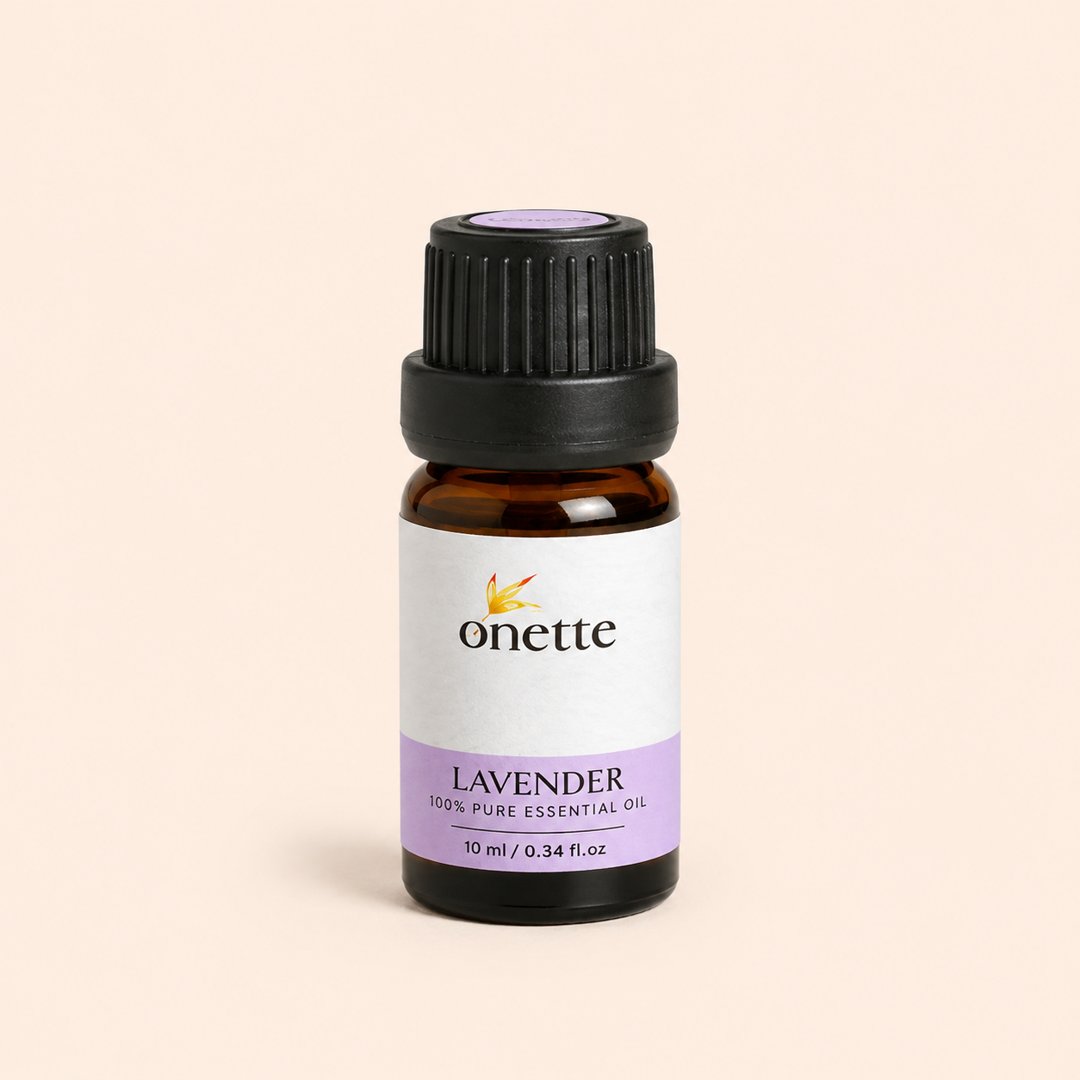 Cover produk Onette Lavender 100% Pure Essential Oil 10ml dengan latar krem
