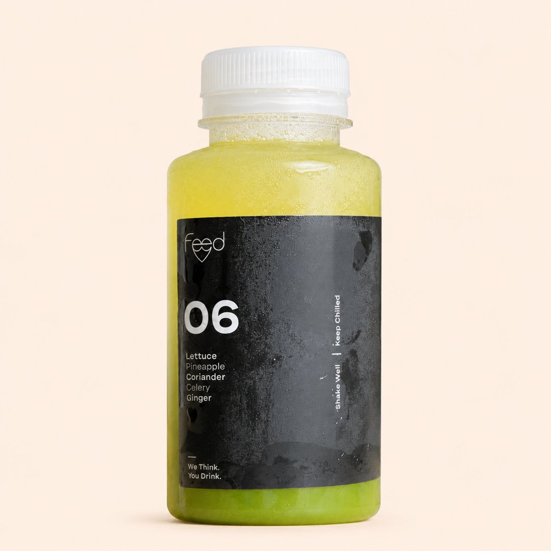 Cover produk Feed Cold Pressed Juice 06 - Lettuce, Pineapple & Ginger 270ml dengan latar krem