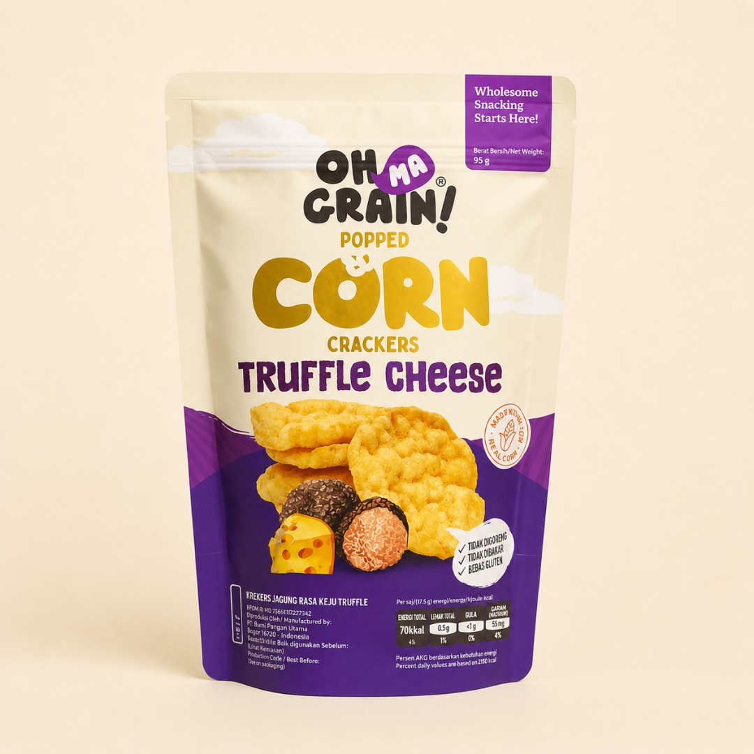 Oh Ma Grain Popped Corn Crackers Truffle Cheese 35g image