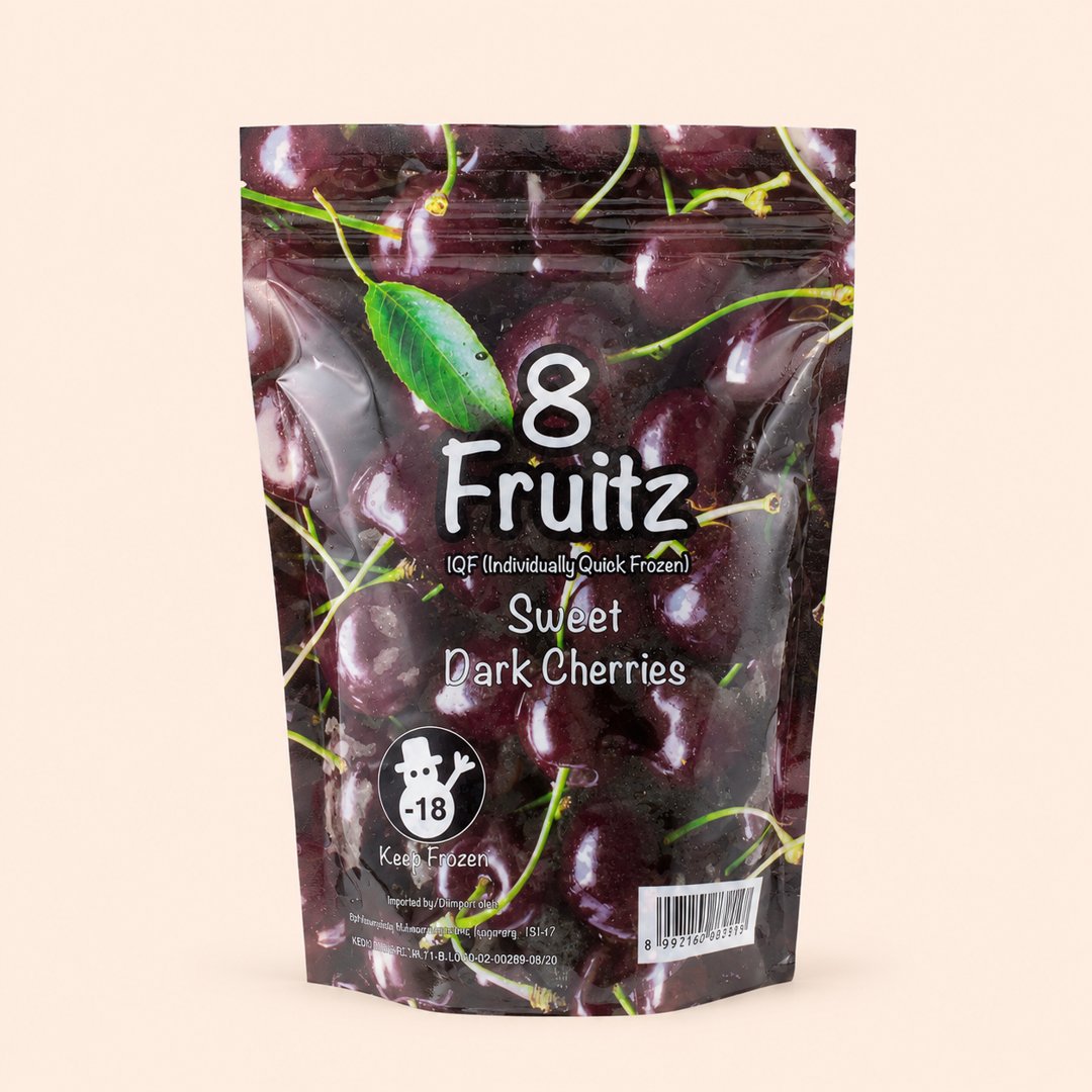 Cover produk 8 Fruitz Sweet Dark Cherries 500g dengan latar krem