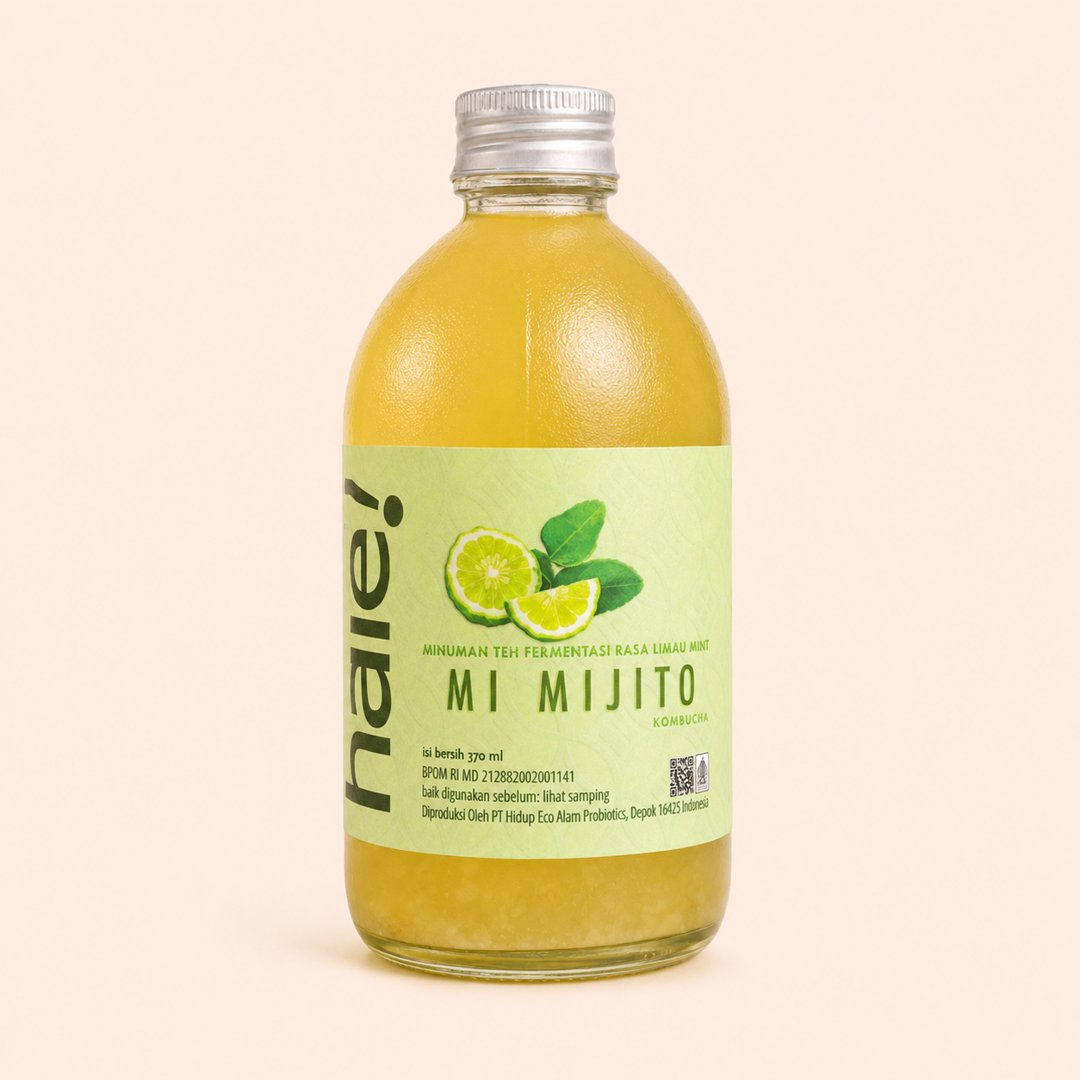 Cover produk Heal Probiotic Kombucha Mindful Mojito - Limau Mint 370ml dengan latar krem