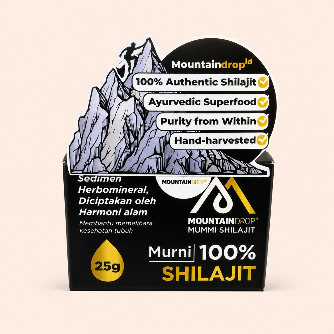 Cover produk Mountaindrop Mummi Shilajit 100% Murni - 25g dengan latar krem