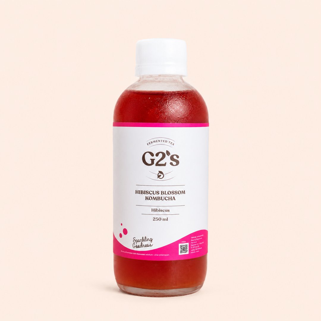 Cover produk G2'S Hibiscus Blossom Kombucha - Fermented Tea 250ml dengan latar krem