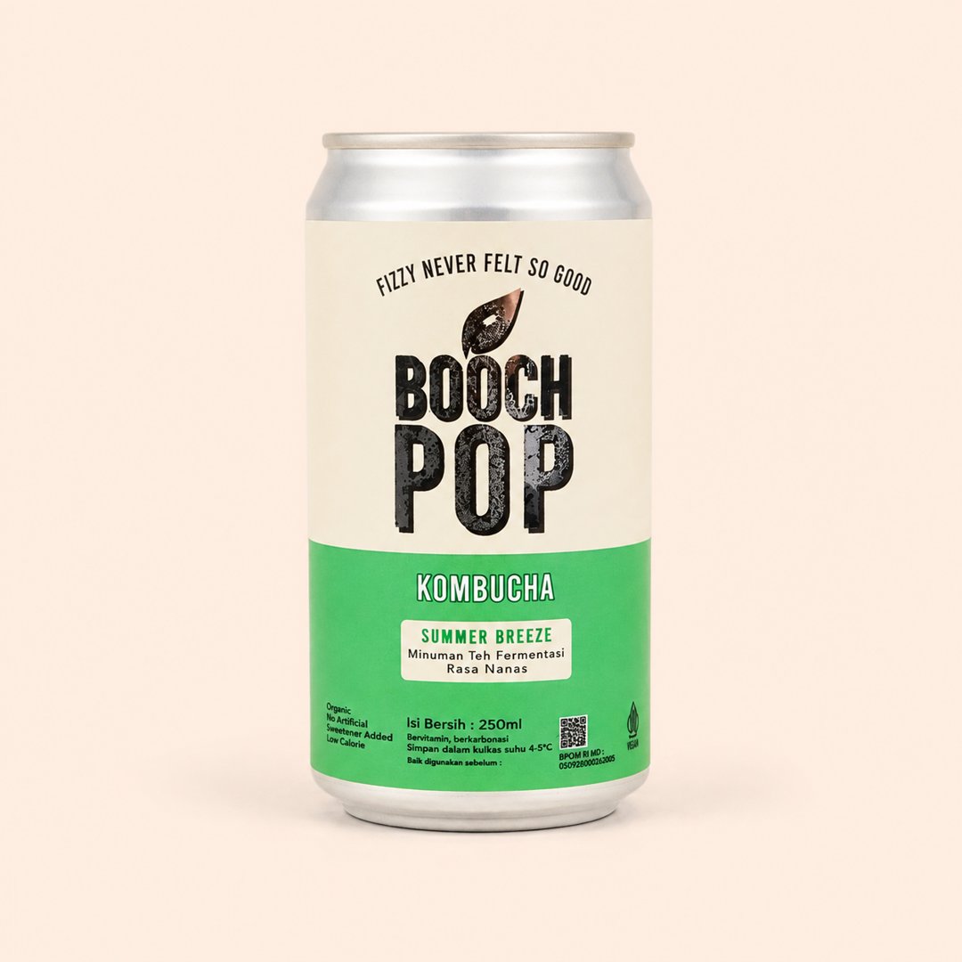Cover produk Booch Pop Summer Breeze Organic Kombucha 250ml dengan latar krem
