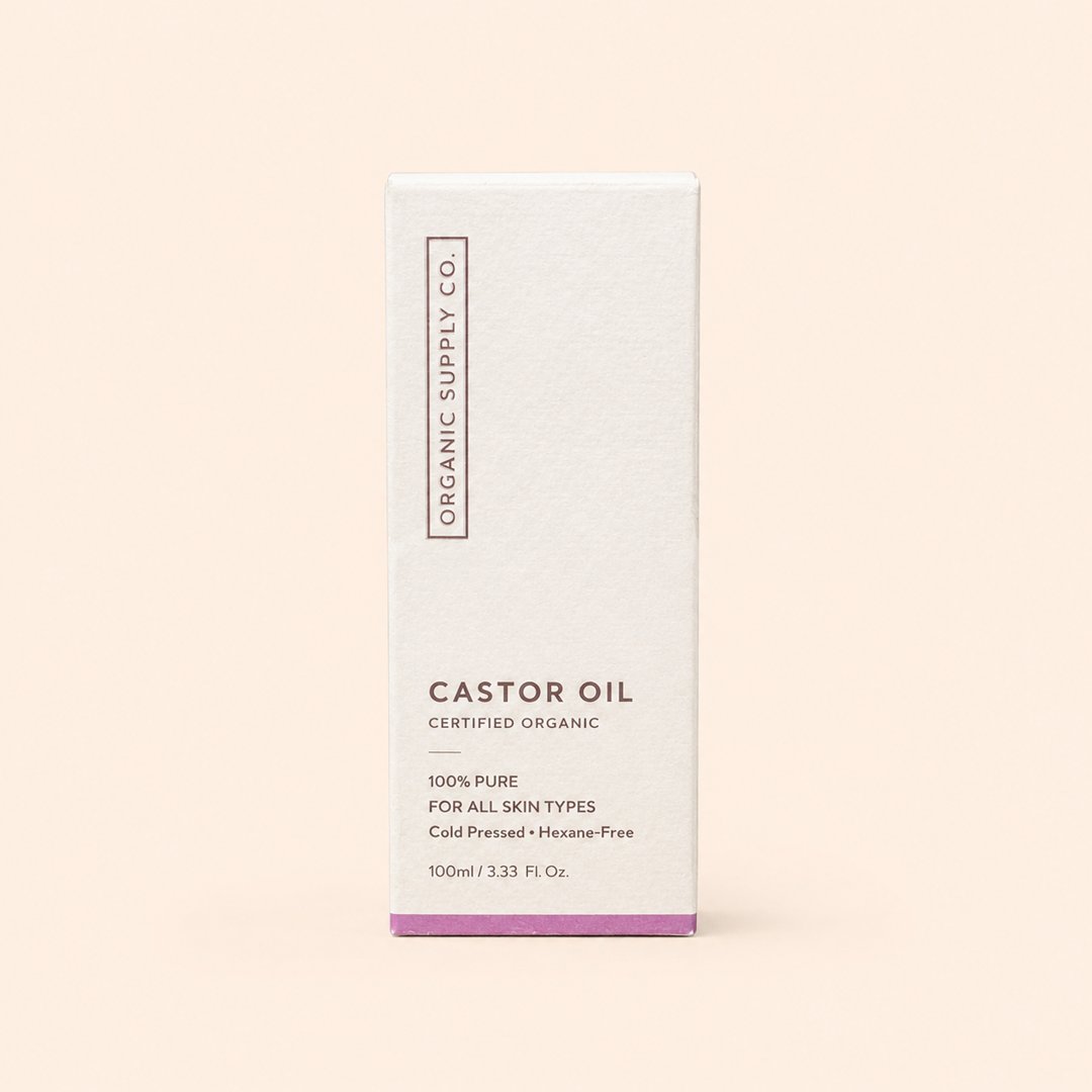 Cover produk Organic Supply Co. Castor Oil 100ml - Pure Cold Pressed dengan latar krem