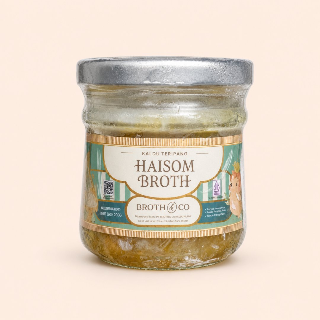 Cover produk Broth & Co Premium Haisom Broth - Kaldu Teripang Murni dengan latar krem