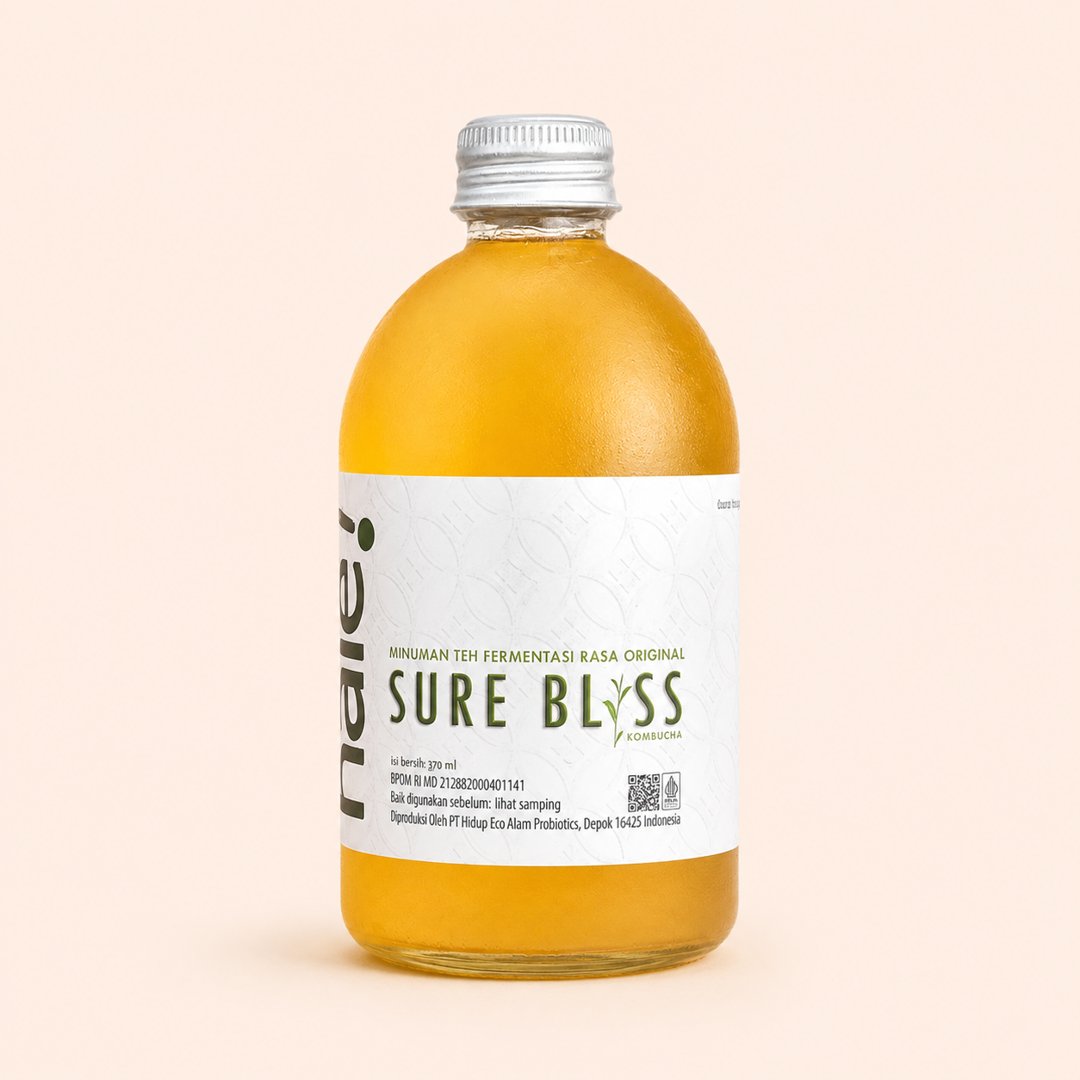 Cover produk Heal Sure Bliss Kombucha Original - Minuman Probiotik Alami 370ml dengan latar krem