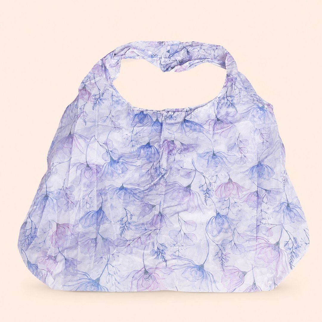 Cover produk Bumijo Reusable Shopping Bag Large - Lavender Floral dengan latar krem