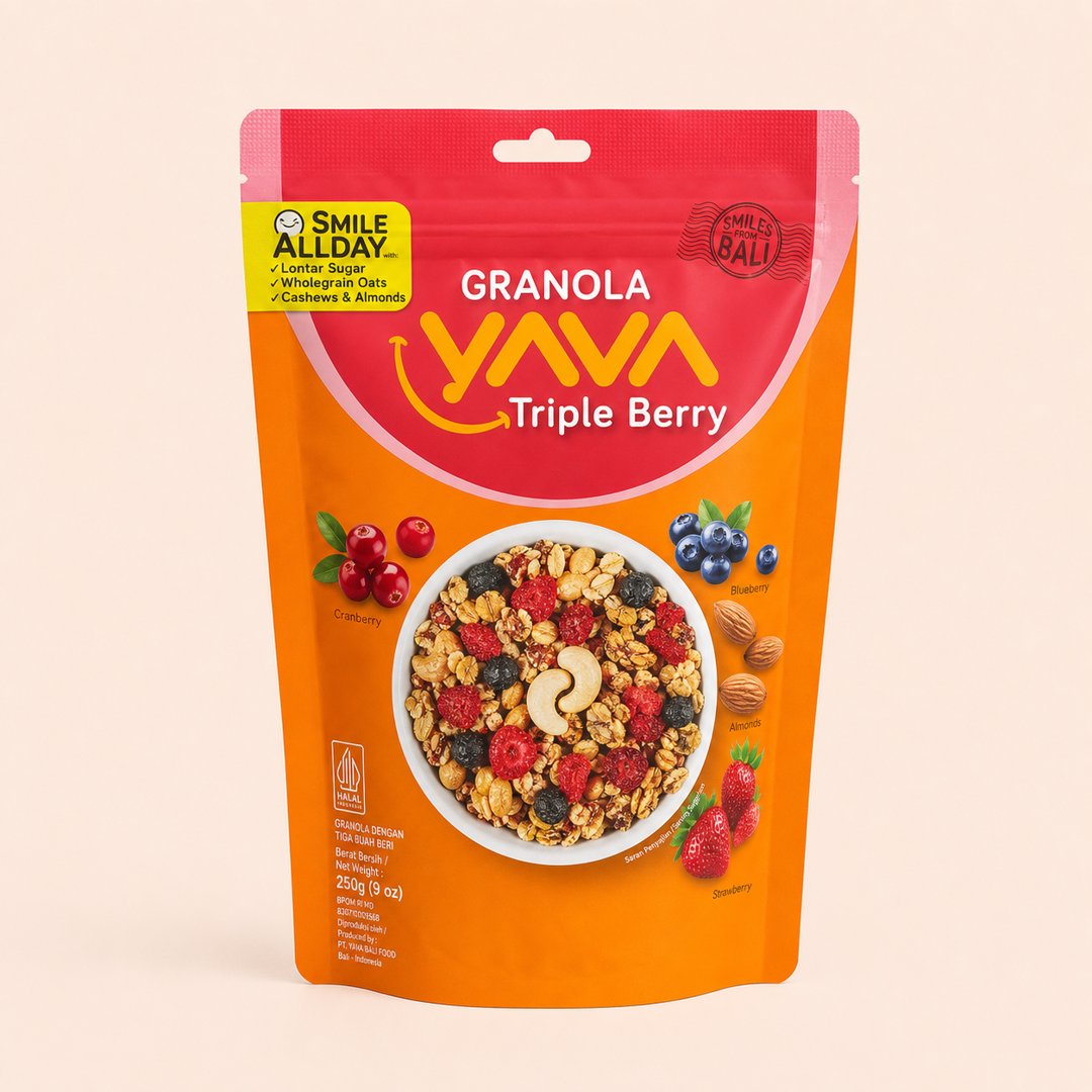 Yava Granola Triple Berry - Sereal Sehat Rendah Glikemik 90g cover