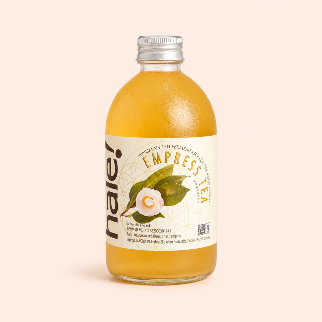 Cover produk Heal! Probiotic Kombucha Empress Tea - White Peony 370ml dengan latar krem