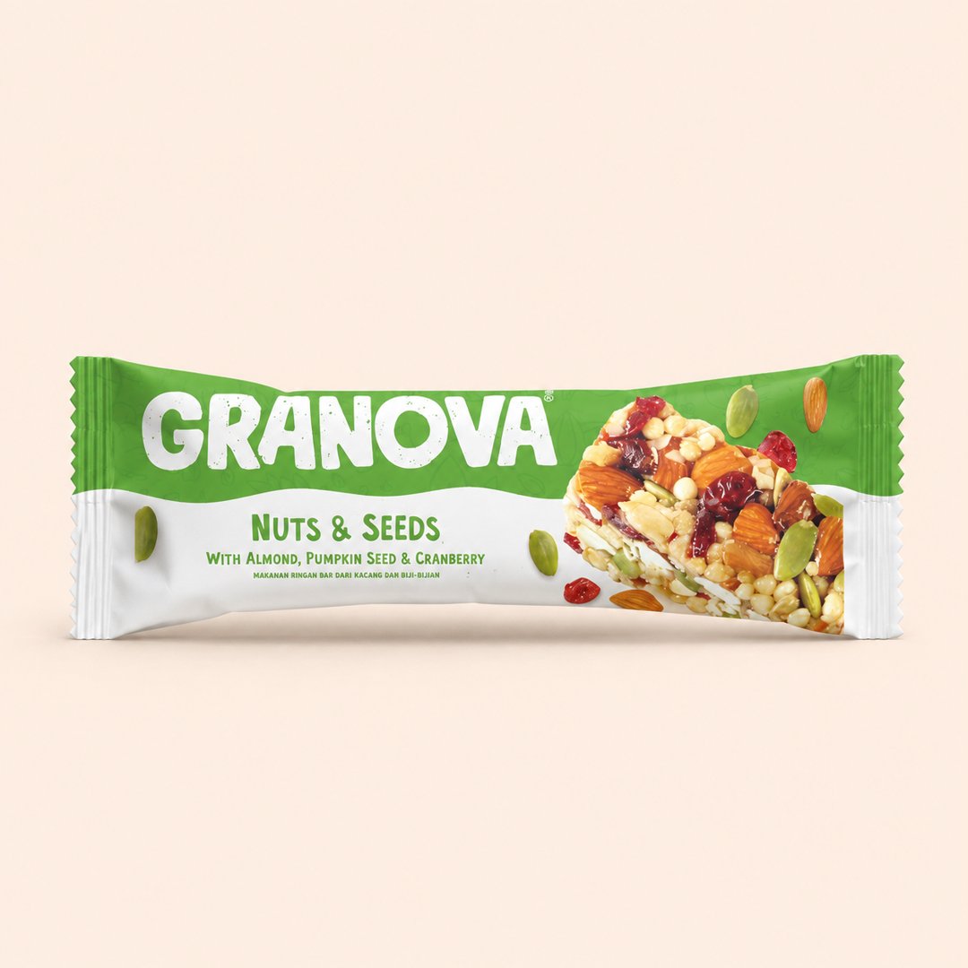 Cover produk Granova Bar Nuts & Seeds 26g - Snack Sehat Almond & Cranberry dengan latar krem