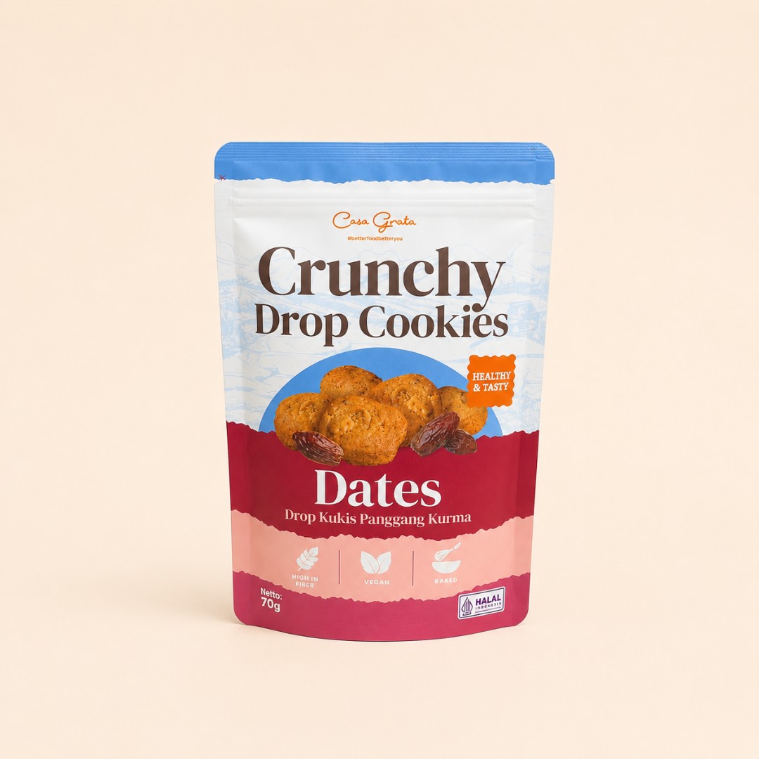 Casa Grata Crunchy Drop Cookies Dates 70gr - Kukis Sehat Gluten Free & Vegan image