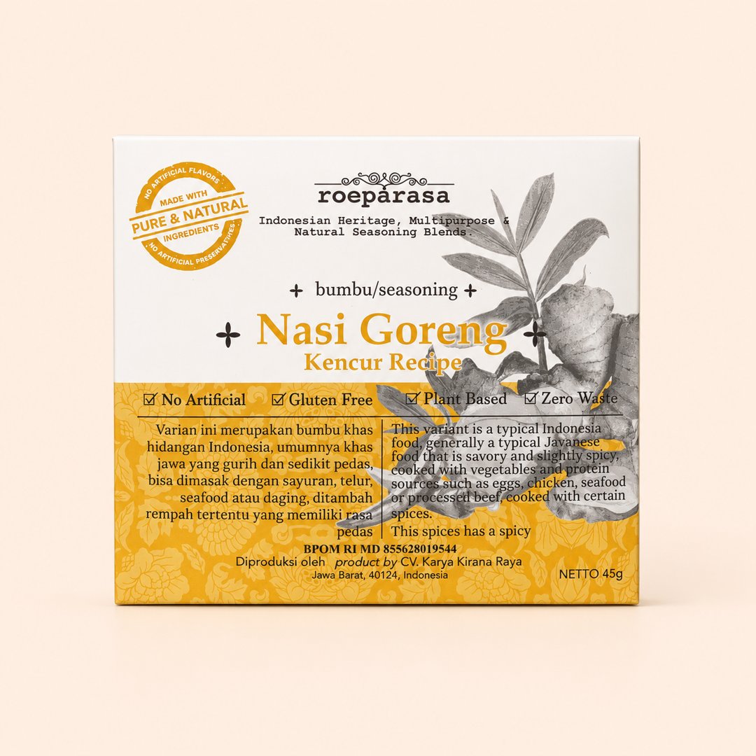 Cover produk Roeparasa Bumbu Nasi Goreng Kencur 45g dengan latar krem