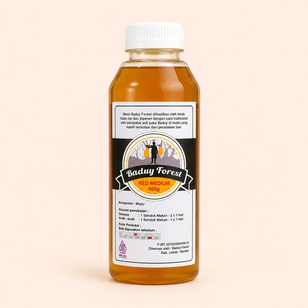 Cover produk Baduy Forest Madu Hutan Red Medium 600g dengan latar krem