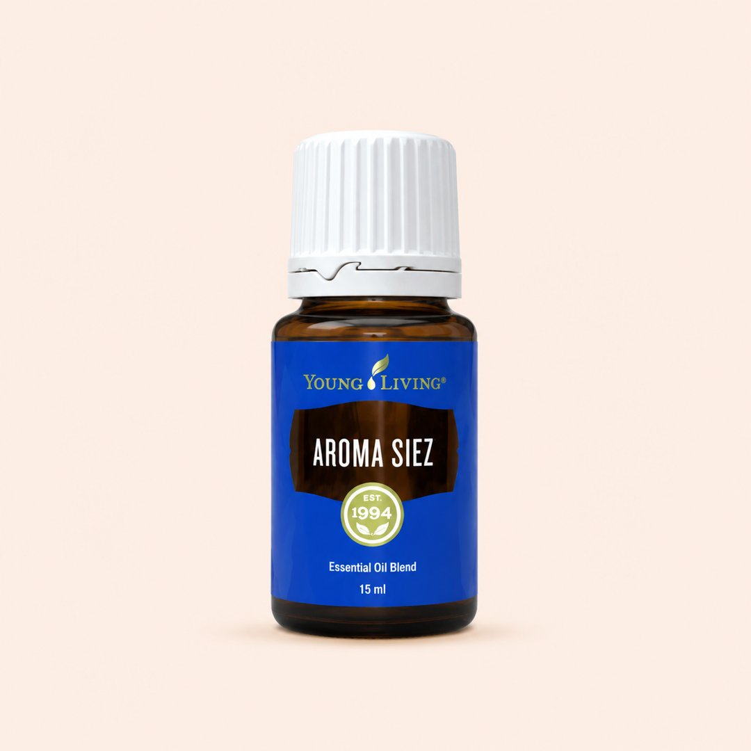 Cover produk Young Living Aroma Siez Essential Oil Blend 15ml dengan latar krem