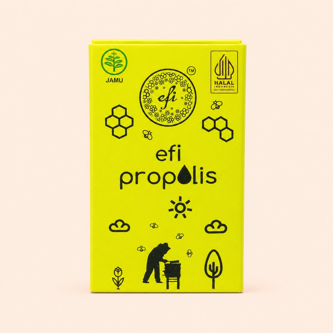 Cover produk Efi Propolis Ekstrak Lebah Trigona 10ml dengan latar krem