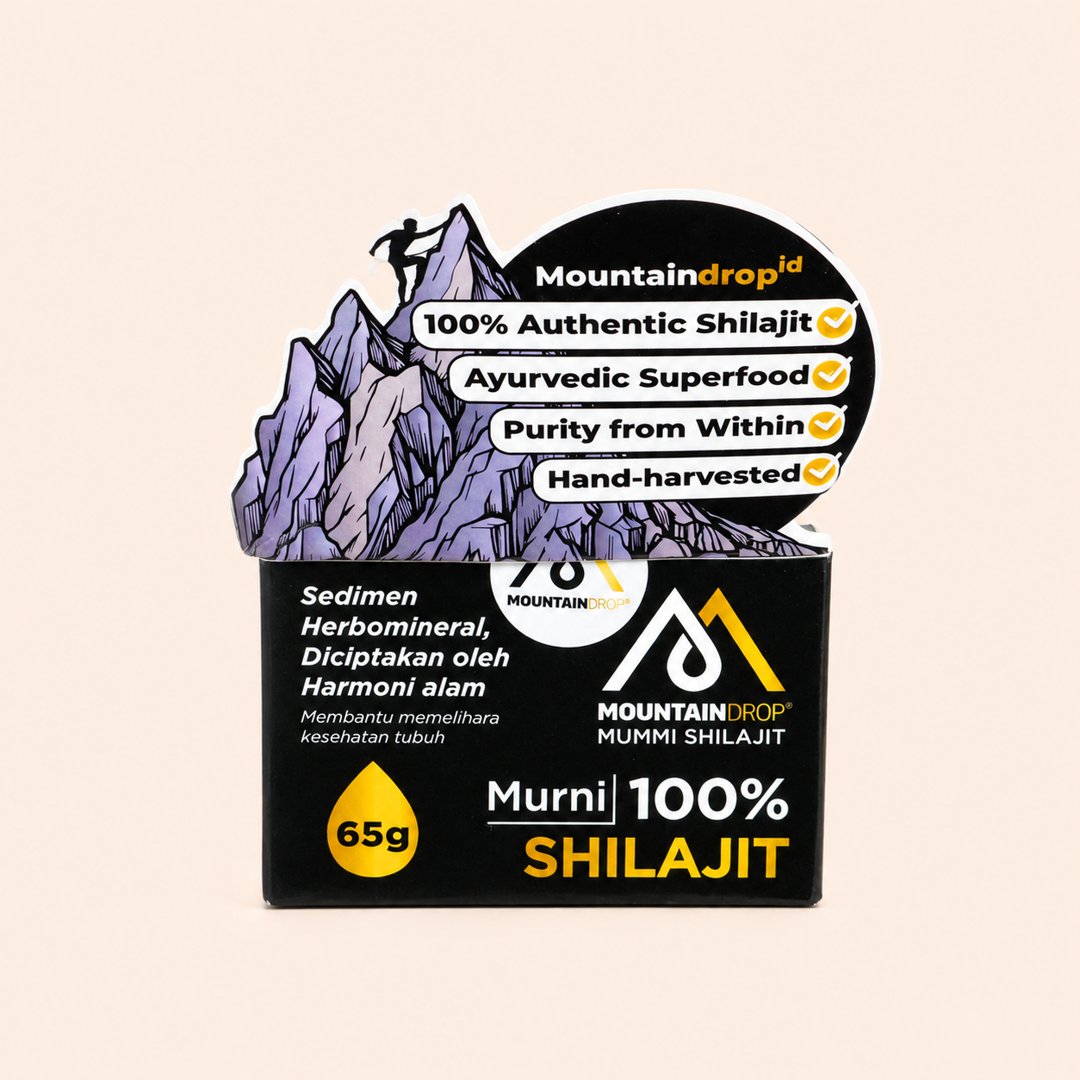 Cover produk Mountaindrop Mummi Shilajit 100% Murni - 65gr dengan latar krem