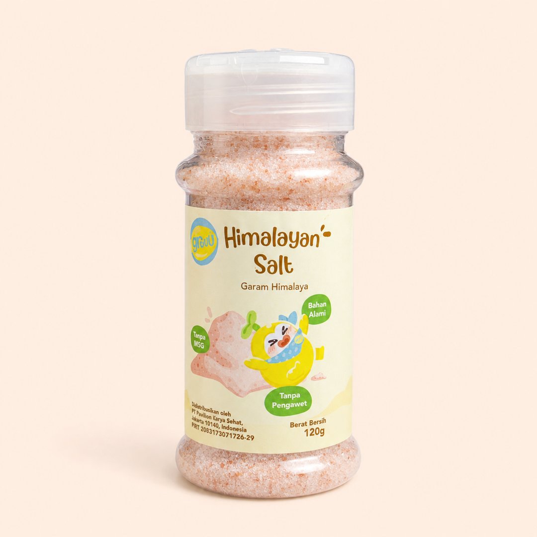 Cover produk Grouu Himalayan Salt 120g - Garam Himalaya Murni MPASI Friendly dengan latar krem