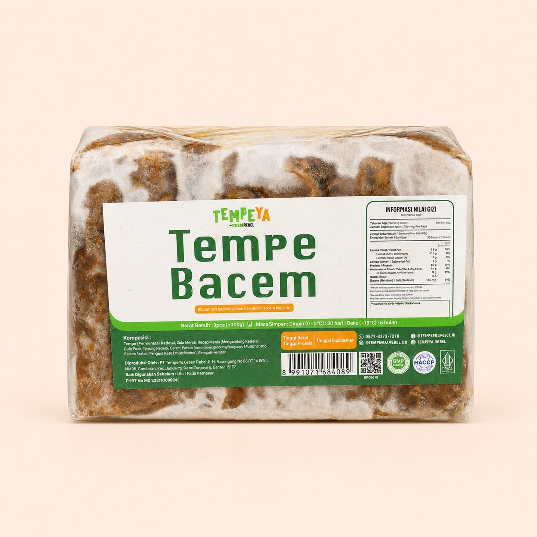 Cover produk Tempe Ya Green Rebel Tempe Bacem (9 pcs) dengan latar krem