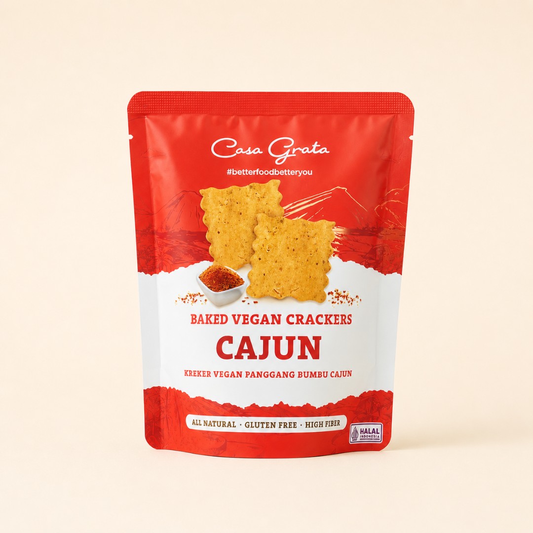 Casa Grata Baked Vegan Crackers Cajun 20gr - Snack Sehat Bebas Gluten image