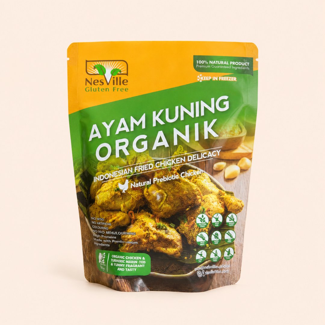 Cover produk NesVille Ayam Kuning Organik - Prebiotic Chicken dengan latar krem