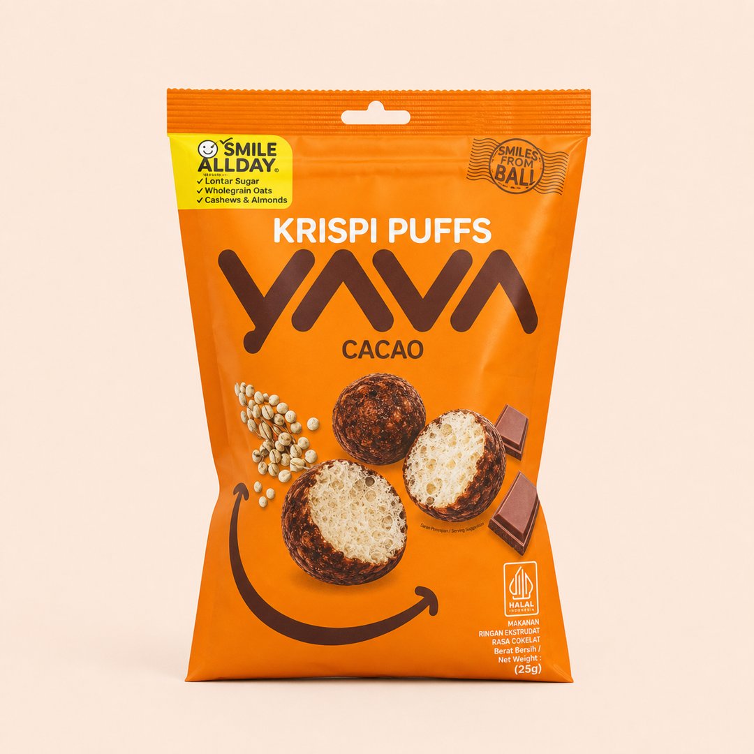 Yava Krispi Puffs Cacao - Camilan Sorghum Panggang Sehat 35g cover