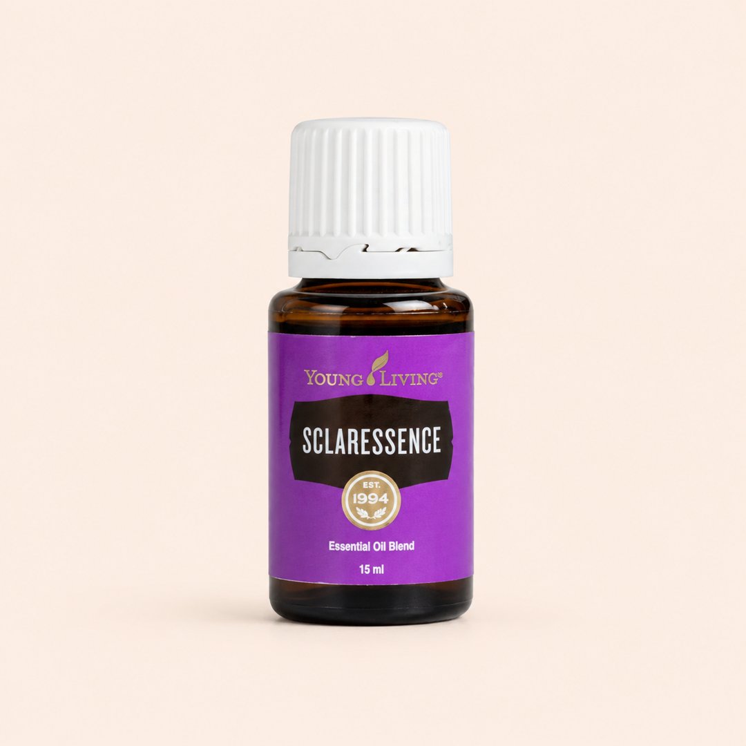 Cover produk Young Living Sclaressence Essential Oil 15ml dengan latar krem