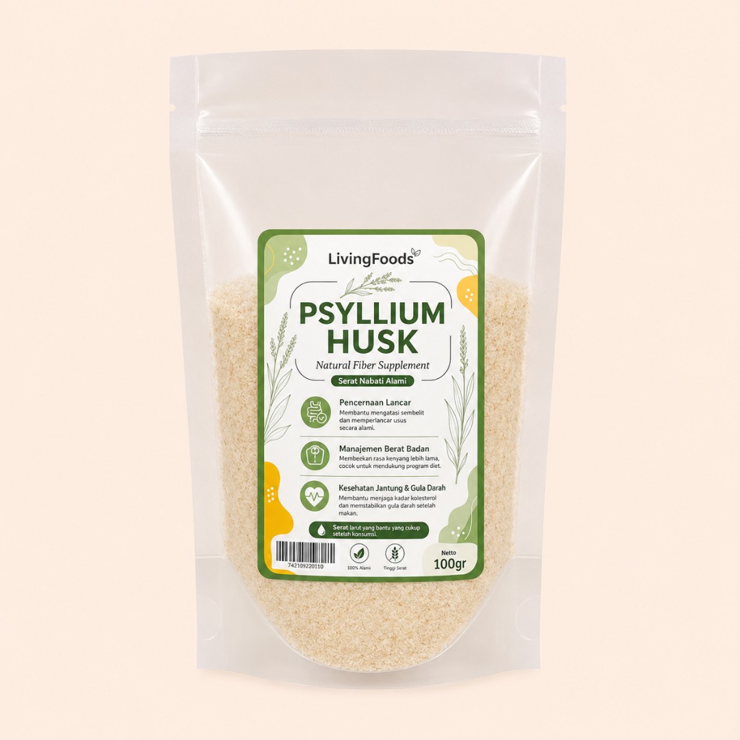 LivingFoods Psyllium Husk Natural Fiber Supplement 100g image