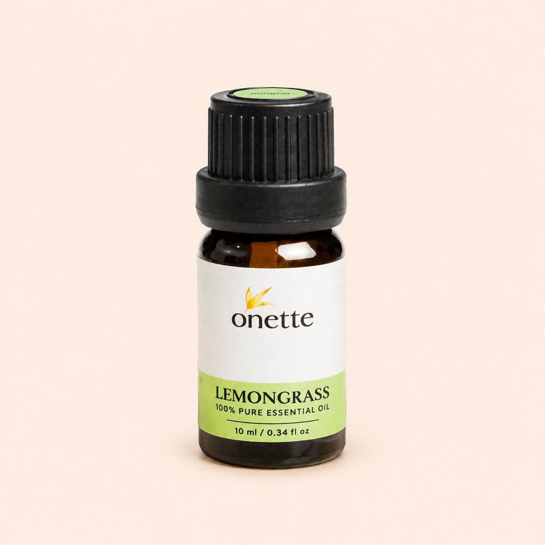 Cover produk Onette Lemongrass Pure Essential Oil 10ml dengan latar krem