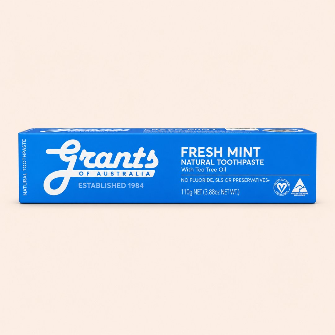 Cover produk Grants of Australia Fresh Mint Natural Toothpaste 110g dengan latar krem