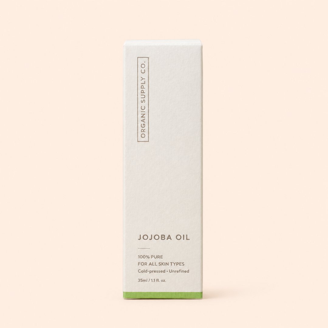 Cover produk Organic Supply Co Jojoba Oil - 100% Pure Cold Pressed 35ml dengan latar krem