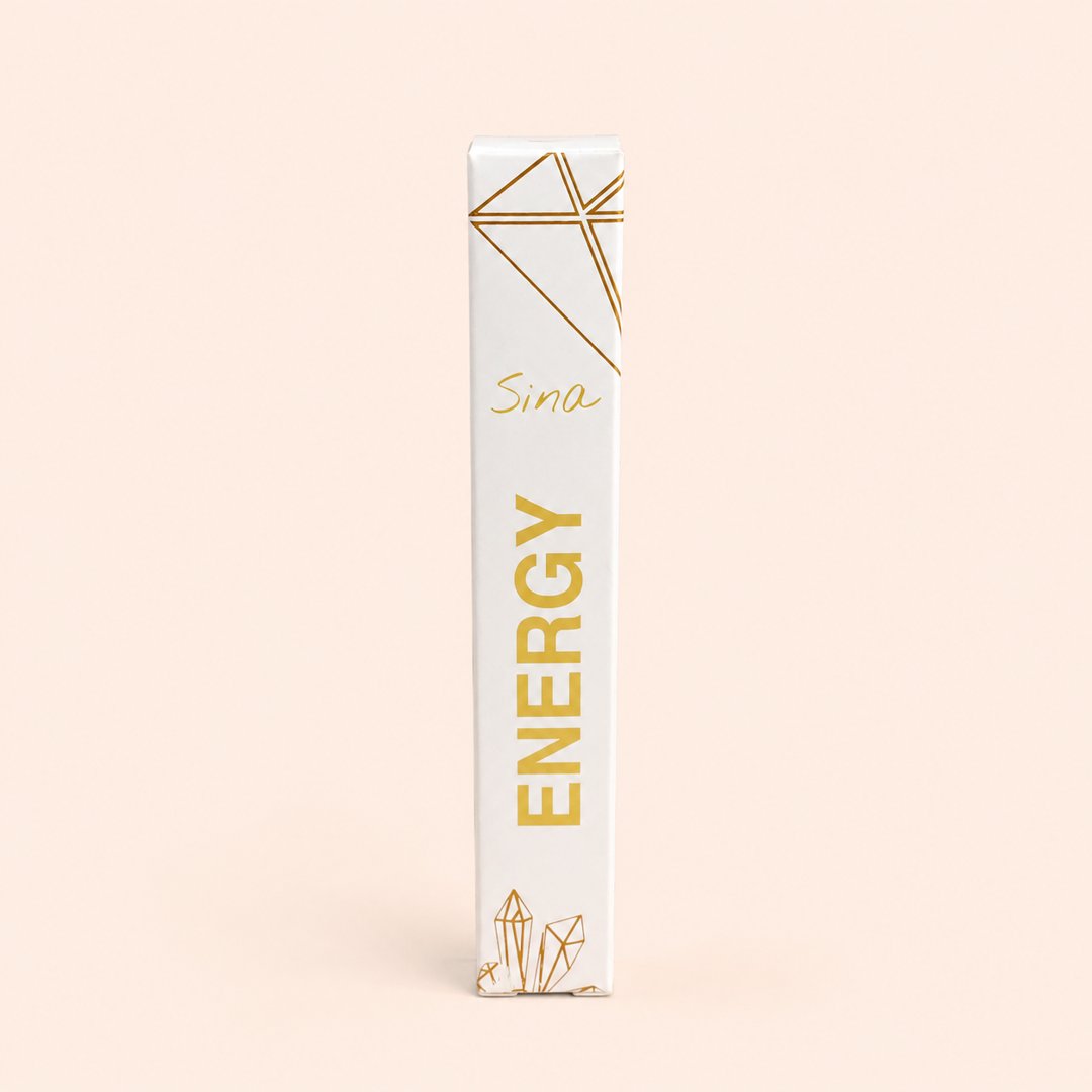 Cover produk Sina Crystal Infused Essential Oil Roller Energy Citrine 10ml dengan latar krem