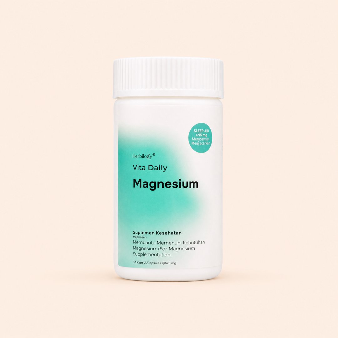 Cover produk Herbilogy Vita Daily Magnesium dengan latar krem
