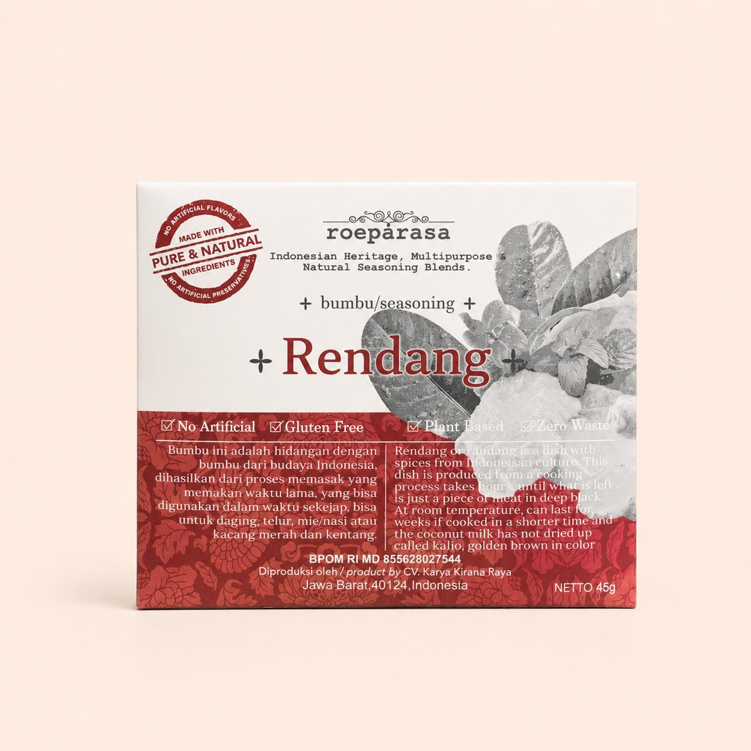 Cover produk Roeparasa Bumbu Rendang Instan Alami Sachet 45g dengan latar krem