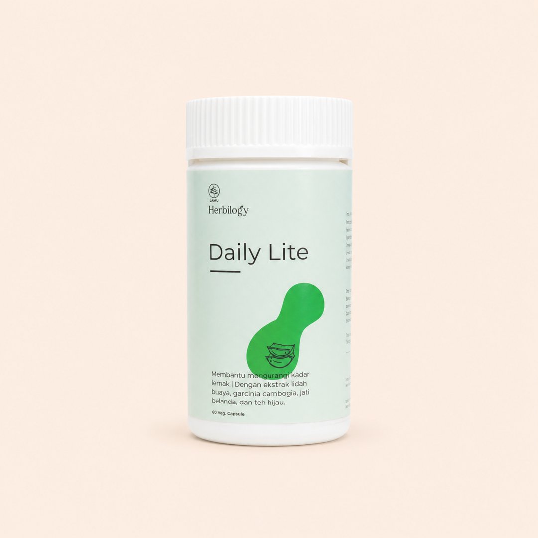 Cover produk Herbilogy Daily Lite Slimming Capsule dengan latar krem