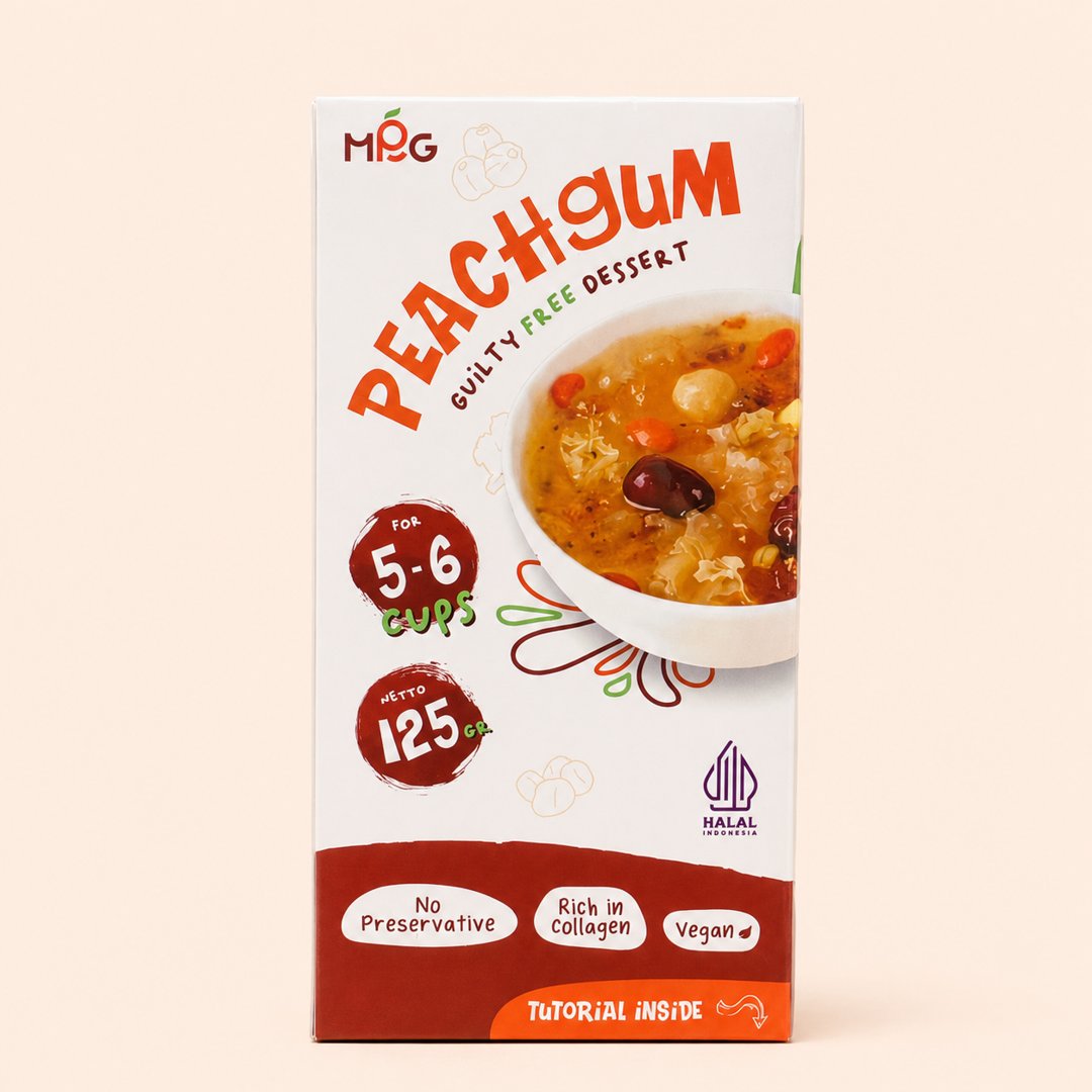 Cover produk Peachgum Guilty Free Dessert Kit 125g - Paket Kolagen Alami Premium dengan latar krem