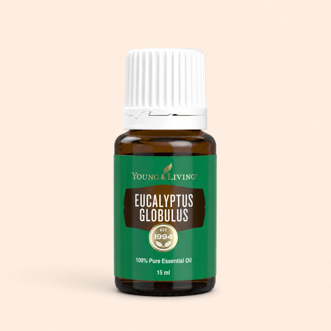 Cover produk Young Living Eucalyptus Globulus Essential Oil 15ml dengan latar krem