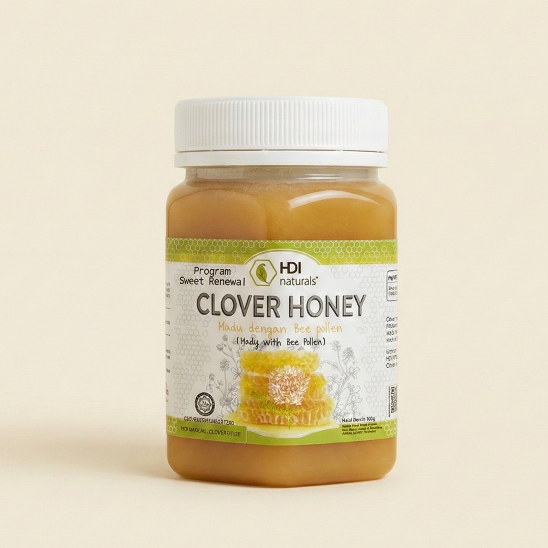 HDI Naturals Clover Honey New Zealand Madu Murni dengan Bee Pollen 500g image