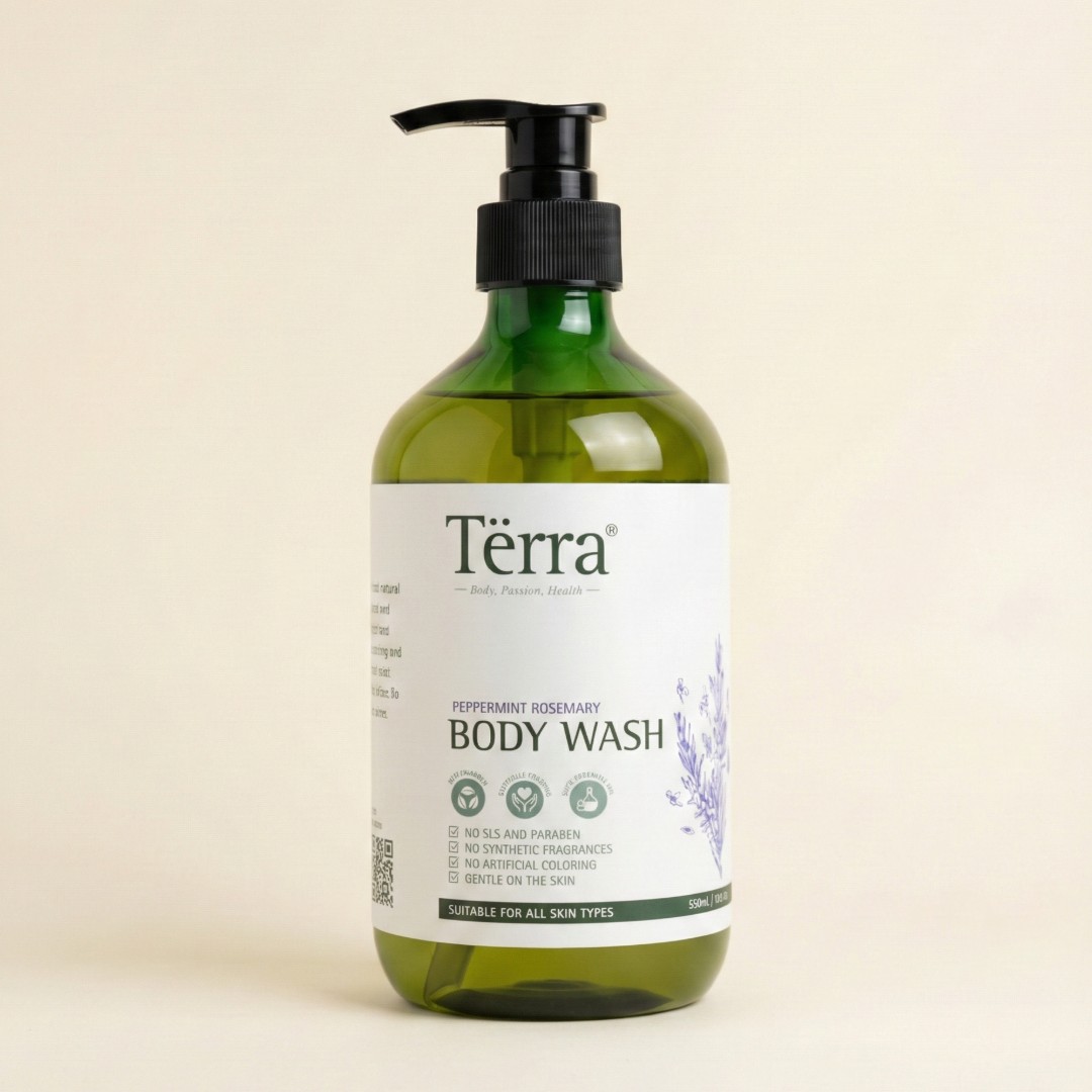 Terra Peppermint Rosemary Moisturizing Body Wash Sabun Castile 500ml image