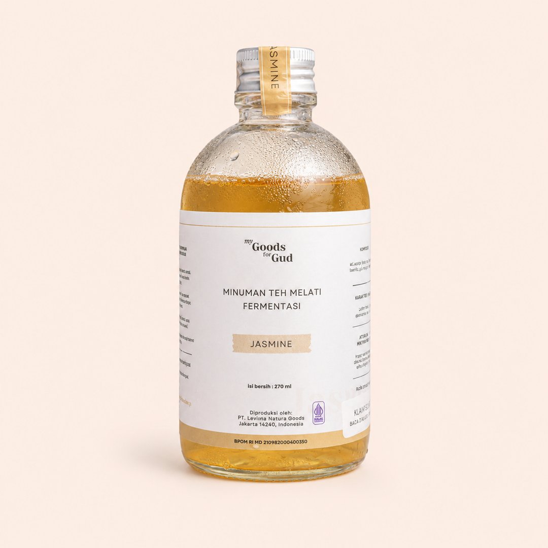 Cover produk My Goods for Gud Kombucha Jasmine 270ml dengan latar krem
