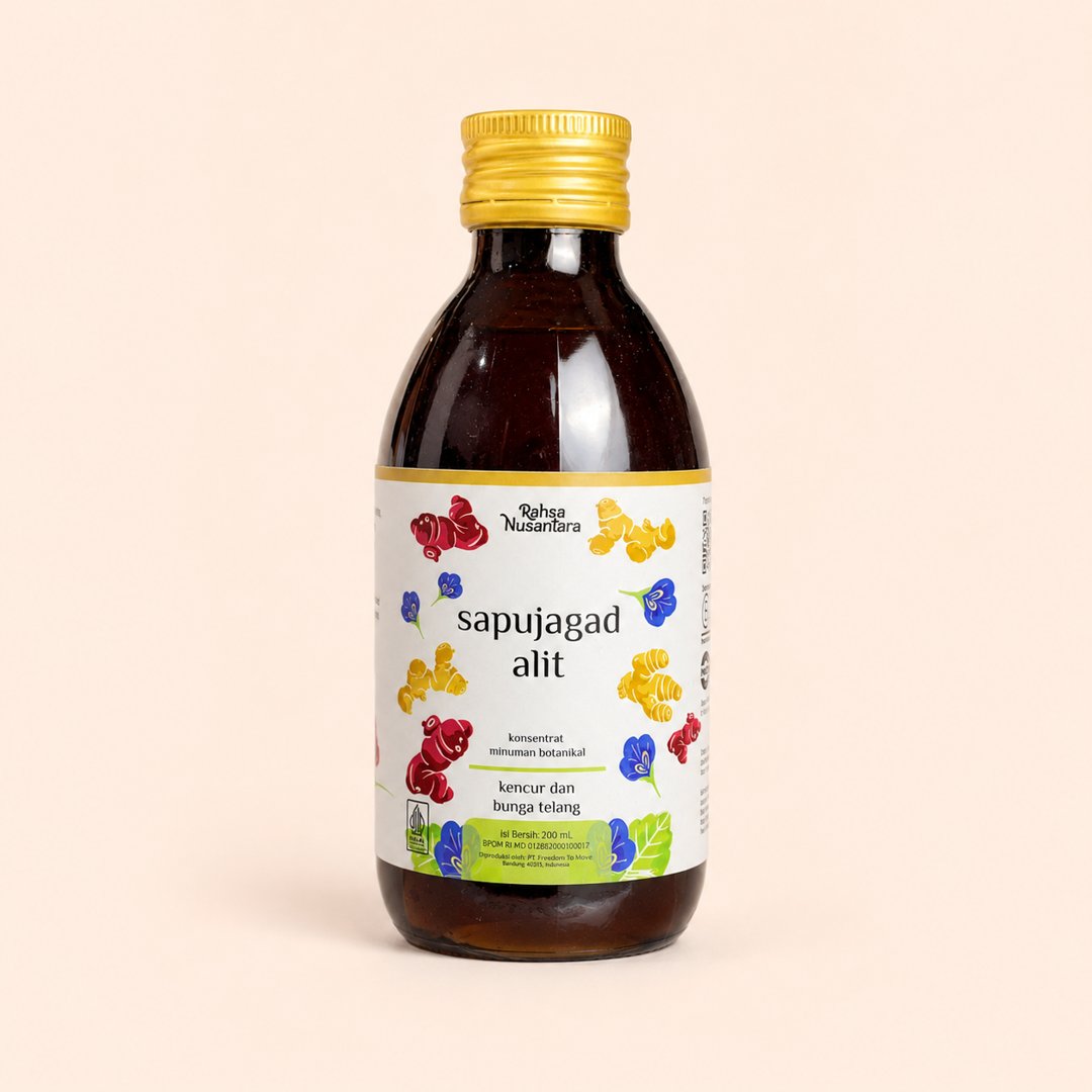 Cover produk Rahsa Nusantara Sapujagad Alit - Konsentrat Minuman Botanikal 200ml dengan latar krem