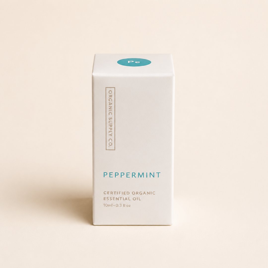 Cover produk Organic Supply Co. Peppermint Essential Oil 10ml dengan latar krem